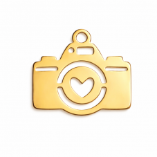 Breloque Appareil Photo en Acier Inoxydable Doré 13x12mm pour la Création de Bijoux Fantaisie - DIY
