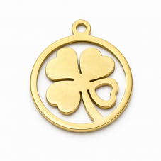 Breloque Trèfle à Quatre Feuilles en Acier Inoxydable Doré 12x10mm pour la Création de Bijoux Fantaisie - DIY