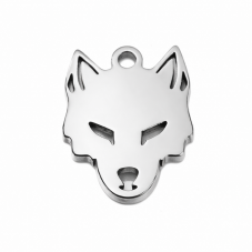 Breloque Loup en Acier Inoxydable Argenté 15x12mm pour la Création de Bijoux Fantaisie - DIY