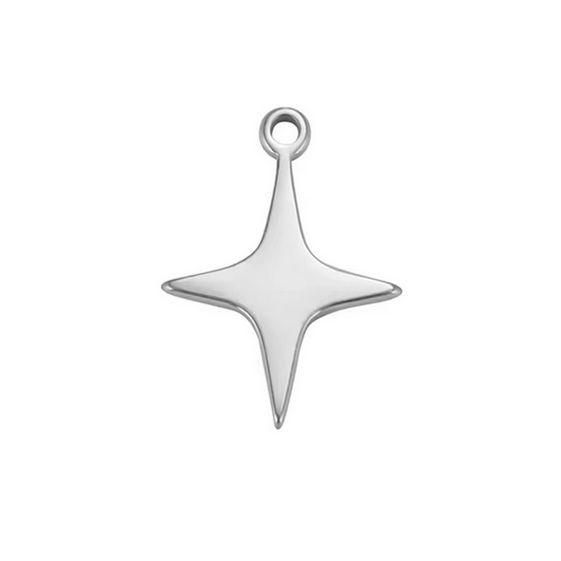 Breloque Étoile en Acier Inoxydable Argenté 15x11mm