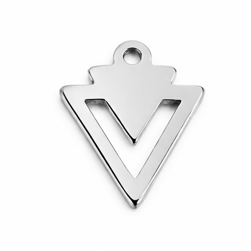 Breloque Triangle en Acier Inoxydable Argenté 11x10mm