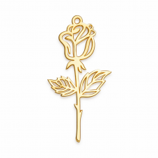 Breloque Rose en Acier Inoxydable Doré 27x15mm pour la Création de Bijoux Fantaisie - DIY