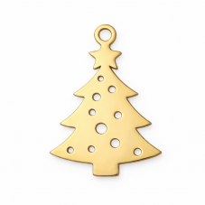 Breloque Sapin de Noël en Acier Inoxydable Doré 20x13mm pour la Création de Bijoux Fantaisie - DIY
