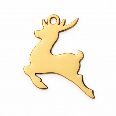 Breloque Renne de Noël en Acier Inoxydable Doré 20x15mm pour la Création de Bijoux Fantaisie - DIY