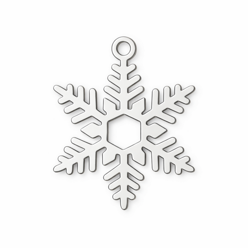 Breloque Flocon de Neige Noël en Acier Inoxydable Argenté 20x15mm