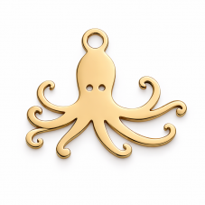 Breloque Pieuvre en Acier Inoxydable Doré 17x16mm pour la Création de Bijoux Fantaisie - DIY