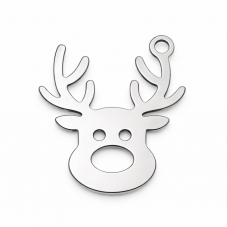Breloque Rudolph Renne de Noël en Acier Inoxydable Argenté 16x13mm pour la Création de Bijoux Fantaisie - DIY