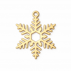 Breloque Flocon de Neige Noël en Acier Inoxydable Doré 20x15mm pour la Création de Bijoux Fantaisie - DIY