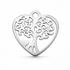 Breloque Arbre Coeur en Acier Inoxydable Argenté 15x15mm pour la Création de Bijoux Fantaisie - DIY