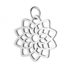 Breloque Mandala en Acier Inoxydable Argenté 19x16mm pour la Création de Bijoux Fantaisie - DIY