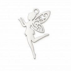 Breloque Fée en Acier Inoxydable Argenté 17x11mm pour la Création de Bijoux Fantaisie - DIY