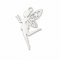 Breloque Fée en Acier Inoxydable Argenté 17x11mm pour la Création de Bijoux Fantaisie - DIY