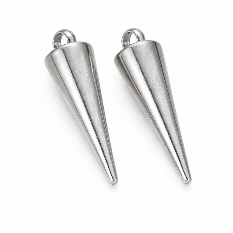 4 Breloques Pic Pointe Gothique en Acier Inoxydable 18x5mm