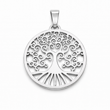 Breloque Arbre de Vie en Acier Inoxydable Argenté 32x29mm pour la Création de Bijoux Fantaisie - DIY