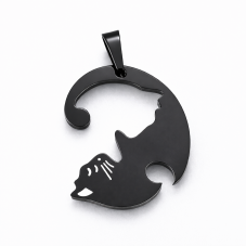 Breloque Chats en Deux Parties Détachables en Acier Inoxydable 25,5x23,5mm