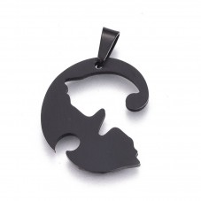 Breloque Chats en Deux Parties Détachables en Acier Inoxydable 25,5x23,5mm