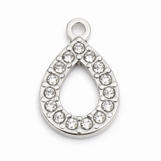 Breloque Goutte Strass en Acier Inoxydable Argenté 18x12mm pour la Création de Bijoux Fantaisie - DIY