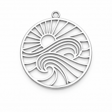 Breloque Mer Soleil en Acier Inoxydable Argenté 25x23mm pour la Création de Bijoux Fantaisie - DIY