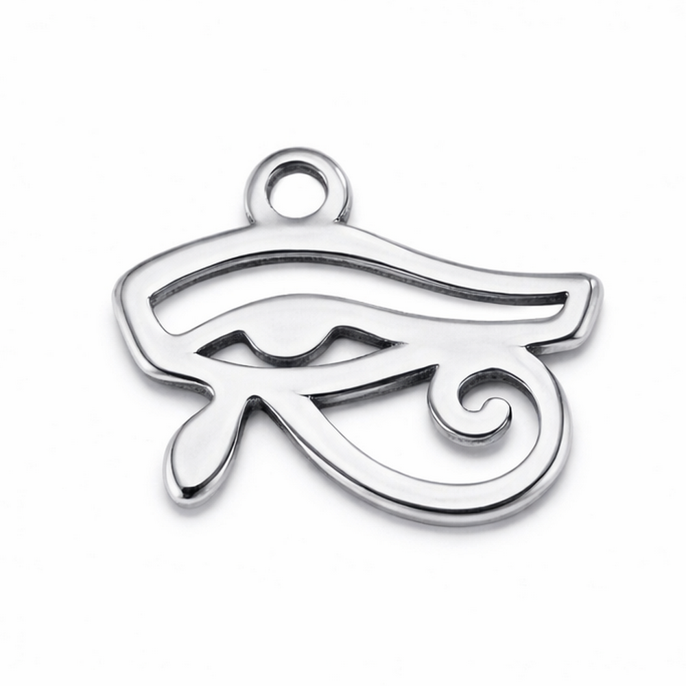 Breloque Oeil de Rê Égypte en Acier Inoxydable Argenté 11x9mm