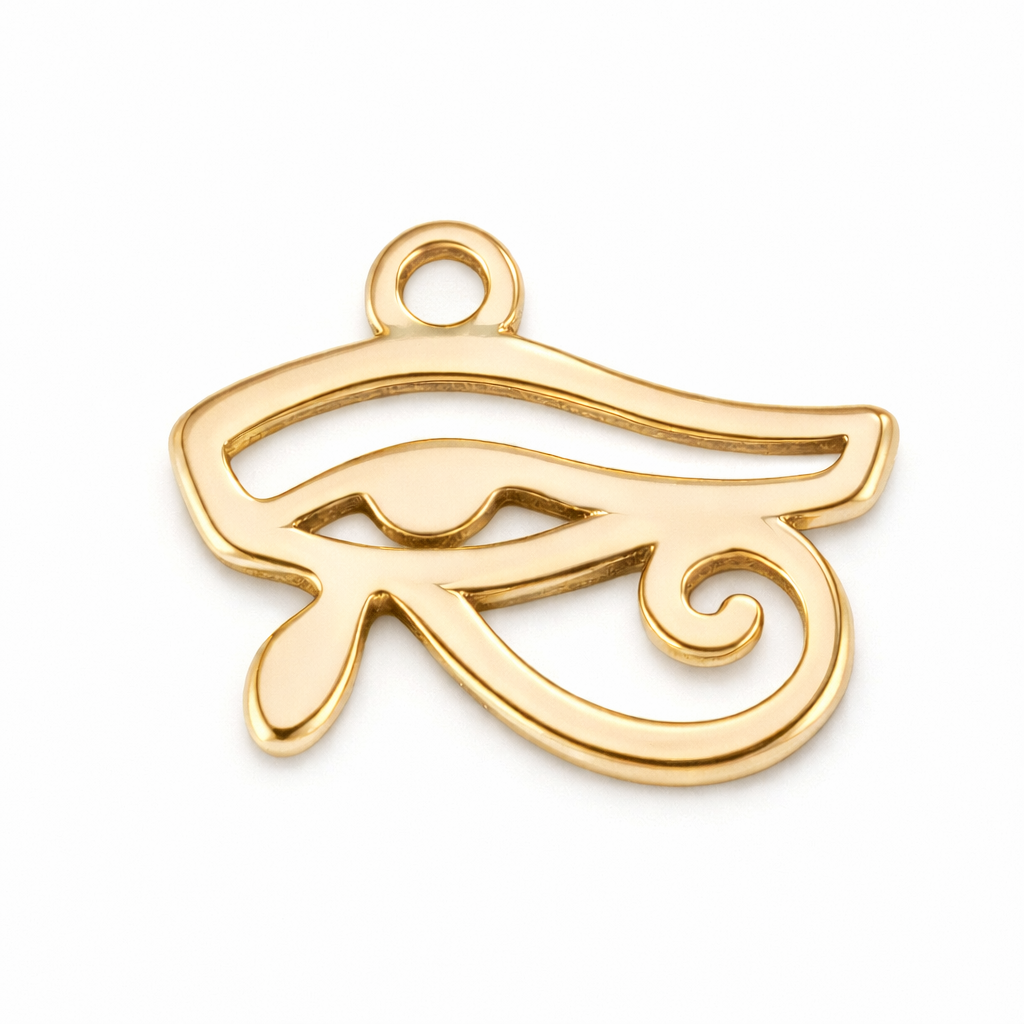 Breloque Oeil de Rê Égypte en Acier Inoxydable Doré 11x9mm