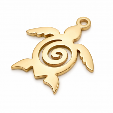 Breloque Tortue de Mer Acier Inoxydable Doré 19x17mm pour la Création de Bijoux Fantaisie - DIY