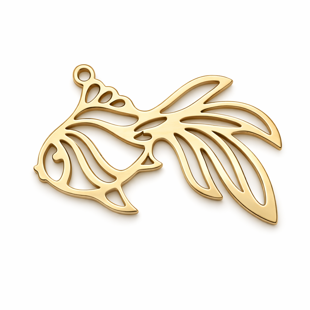 Breloque Poisson en Acier Inoxydable Doré 23x14mm