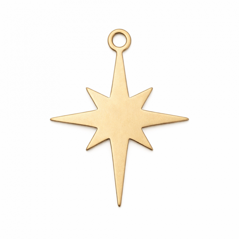 Breloque Étoile en Acier Inoxydable Doré 24x18mm