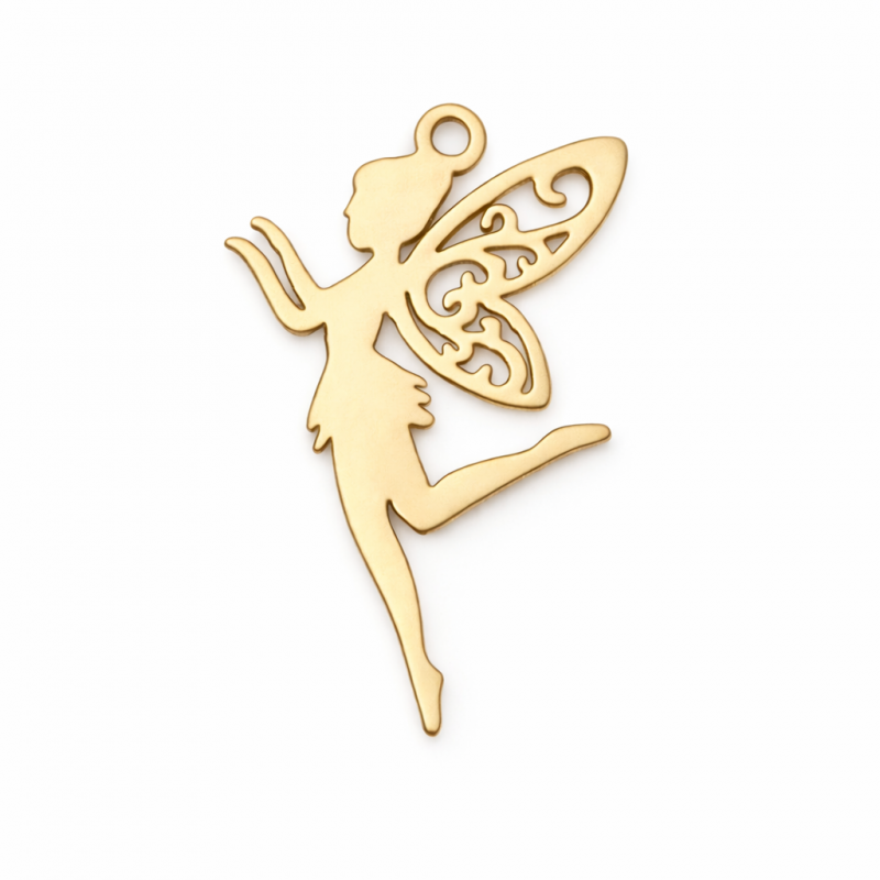 Breloque Fée en Acier Inoxydable Doré 17x11mm