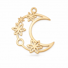 Breloque Lune en Acier Inoxydable Doré 37x35mm pour la Création de Bijoux Fantaisie - DIY