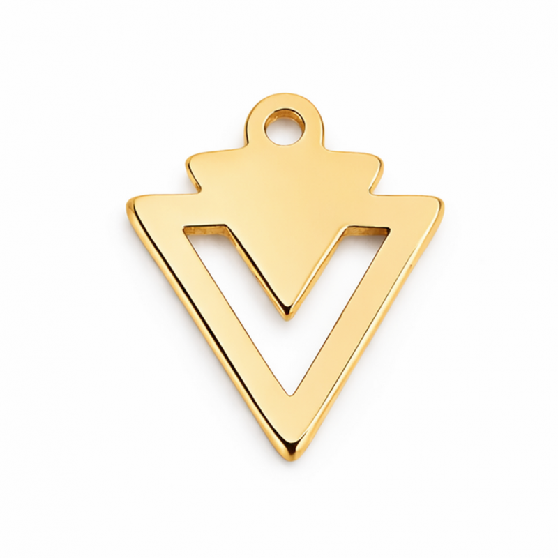 Breloque Triangle en Acier Inoxydable Doré 11x10mm