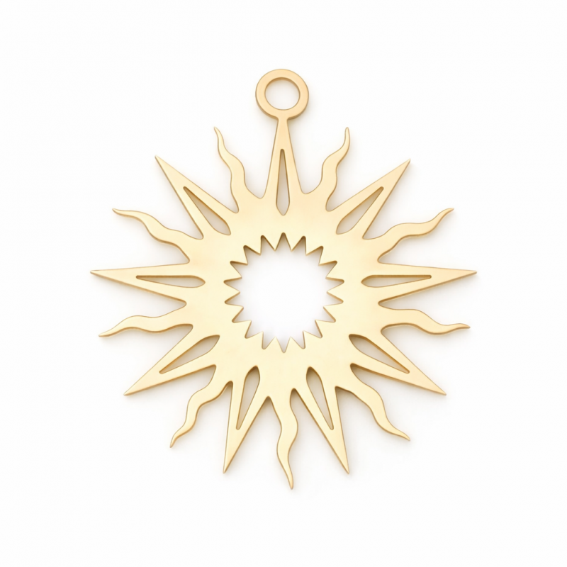 2 Breloques Soleil en Acier Inoxydable Doré 16x15mm