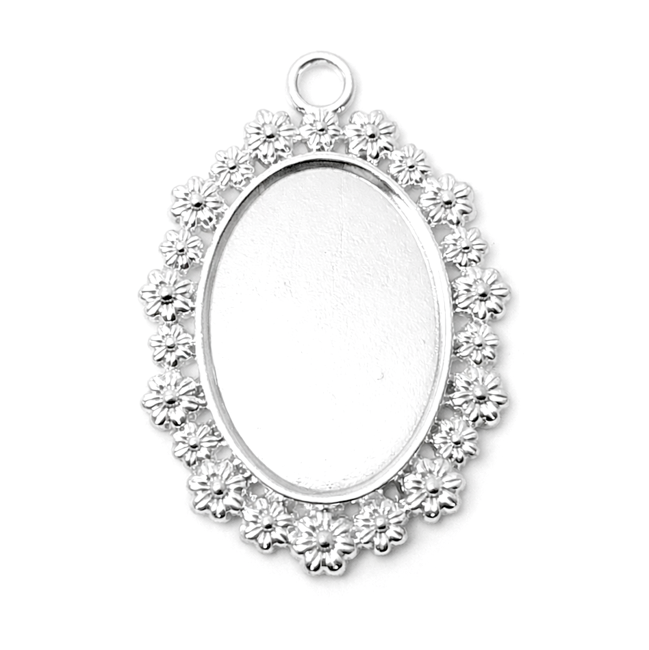 Support Pendentif Argenté pour Cabochon 18x25mm
