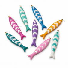 8 Breloques Poissons en Émail Acier Inoxydable Doré 40x8mm pour la Création de Bijoux Fantaisie - DIY