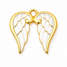 Breloque Ailes d'Ange en Émail Acier Inoxydable Doré 23x23mm pour la Création de Bijoux Fantaisie - DIY