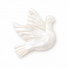 Breloque Pendentif Colombe en Nacre Coquillage Naturel d'Eau Douce Blanc 23x20mm pour la Création de Bijoux Fantaisie - DIY