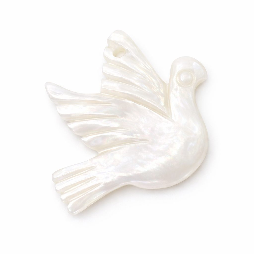 Breloque Pendentif Colombe en Nacre Coquillage Naturel d'Eau Douce Blanc 23x20mm