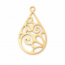 Breloque Goutte Stylisée en Acier Inoxydable Doré 22x13mm pour la Création de Bijoux Fantaisie - DIY