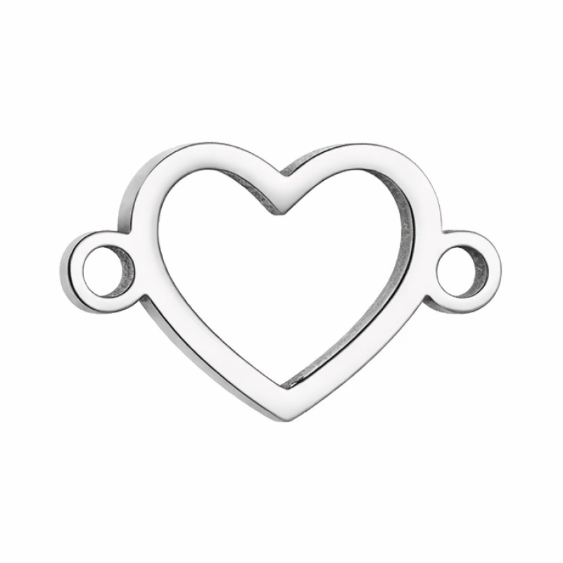 Connecteur Coeur en Acier Inoxydable Argenté 16x10mm