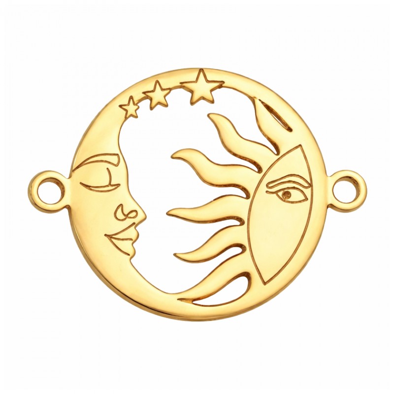 Connecteur Soleil Lune en Acier Inoxydable Doré 20x15mm