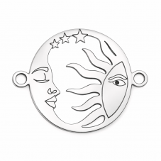 Connecteur Soleil Lune en Acier Inoxydable Argenté 20x15mm pour la Création de Bijoux Fantaisie - DIY