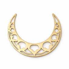 Connecteur Croissant de Lune Stylisé en Acier Inoxydable Doré 36x29mm pour la Création de Bijoux Fantaisie - DIY