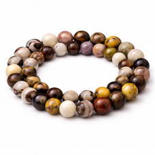 5 Perles Pierre Naturelle Jaspe Polychrome 8mm pour la Création de Bijoux Fantaisie - DIY