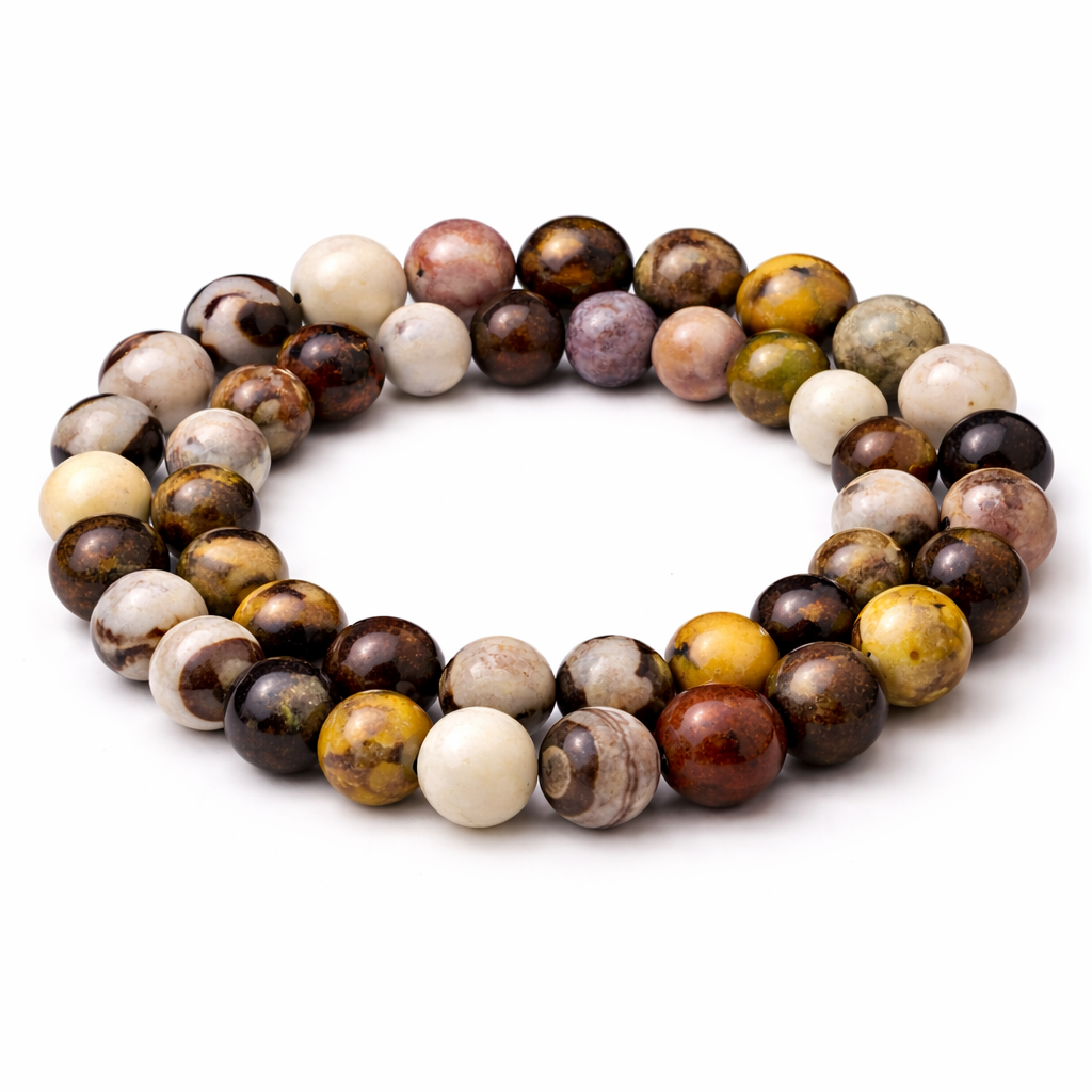 5 Perles Pierre Naturelle Jaspe Polychrome 8mm