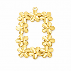 Breloque Cadre Fleurs en Acier Inoxydable Doré 35x24mm pour la Création de Bijoux Fantaisie - DIY