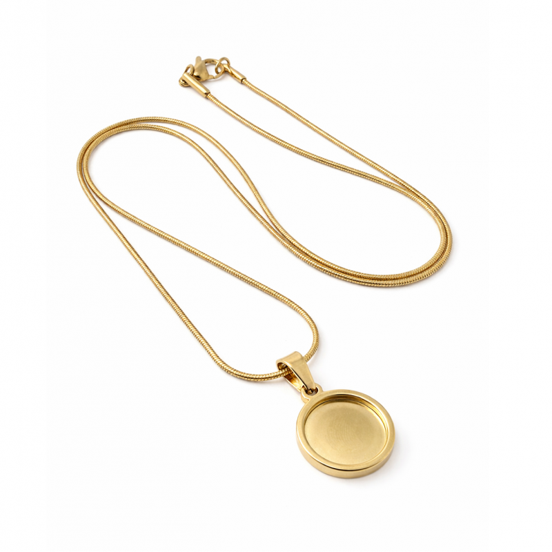 Collier Doré pour Cabochon 12mm Chaîne Serpent 1,2mm en Acier Inoxydable - 45cm Long