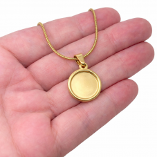 Collier Doré pour Cabochon 12mm Chaîne Serpent 1,2mm en Acier Inoxydable - 45cm Long