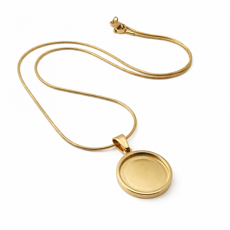 Collier Doré pour Cabochon 20mm Chaîne Serpent 1,2mm en Acier Inoxydable - 45cm Long