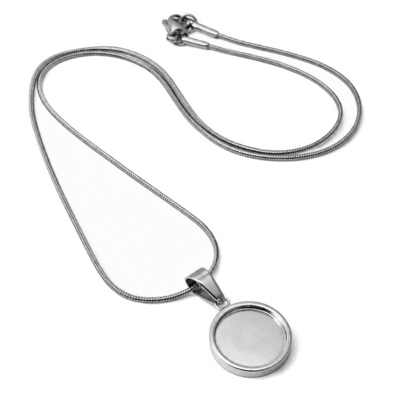 Collier Argenté pour Cabochon 12mm Chaîne Serpent 1,2mm en Acier Inoxydable 45cm