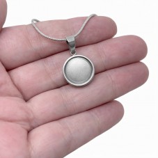 Collier Argenté pour Cabochon 12mm Chaîne Serpent 1,2mm en Acier Inoxydable 45cm
