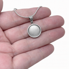 Collier Argenté pour Cabochon 12mm Chaîne Serpent 1,2mm en Acier Inoxydable - 45cm Long